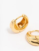 Gold Plated Ribbed Hoop Earrings