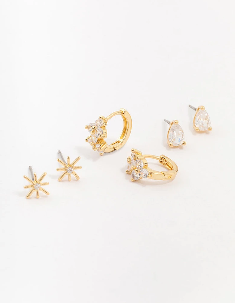 Gold Plated North Star Earring 3-Pack