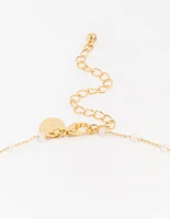 Gold Plated Station Puffy Cubic Zirconia Heart Pendant Necklace