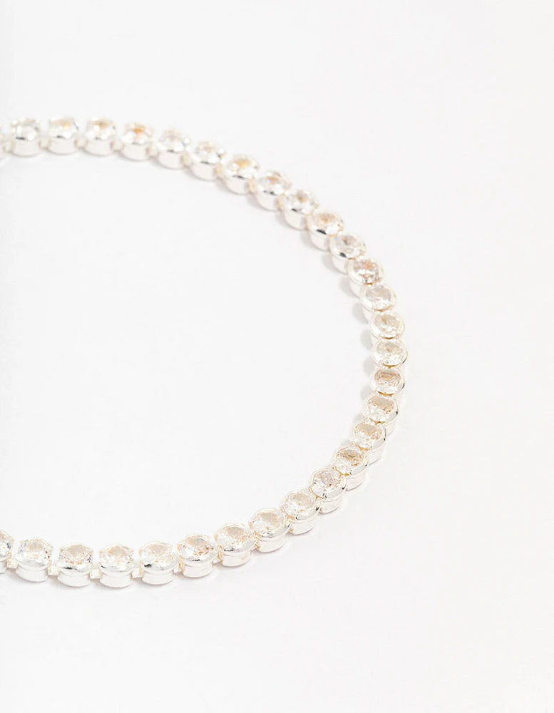 Silver Plated Single Classic Tennis Bracelet