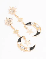Gold Diamante Celestial Drop Earrings