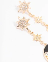 Gold Diamante Celestial Drop Earrings