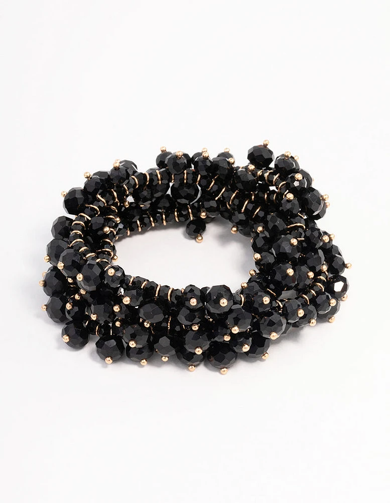 Black Beaded Textured Bracelet