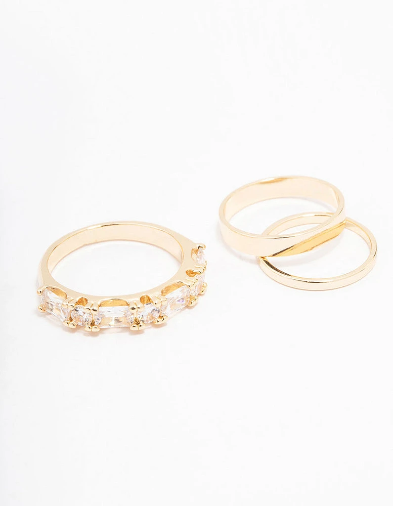 Gold Cubic Zirconia Bling Bag Rings 5-Pack