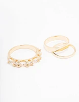 Gold Cubic Zirconia Bling Bag Rings 5-Pack