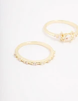 Gold Plated Fine Marquise Triple Stacking Ring Pack