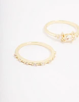 Gold Plated Fine Marquise Triple Stacking Ring Pack