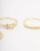 Gold Plated Fine Marquise Triple Stacking Ring Pack