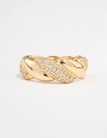 Gold Plated Cubic Zirconia Braided Ring