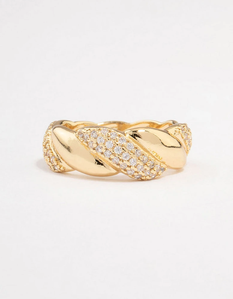 Gold Plated Cubic Zirconia Braided Ring