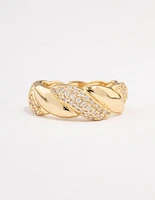 Gold Plated Cubic Zirconia Braided Ring
