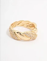 Gold Plated Cubic Zirconia Braided Ring