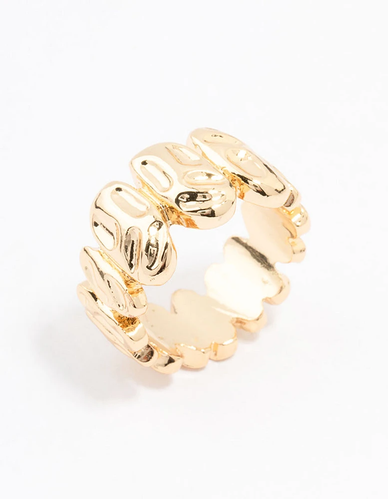 Gold Plated Molten Stone Band Ring