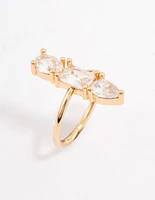 Gold Plated Linear Cubic Zirconia Row Ring