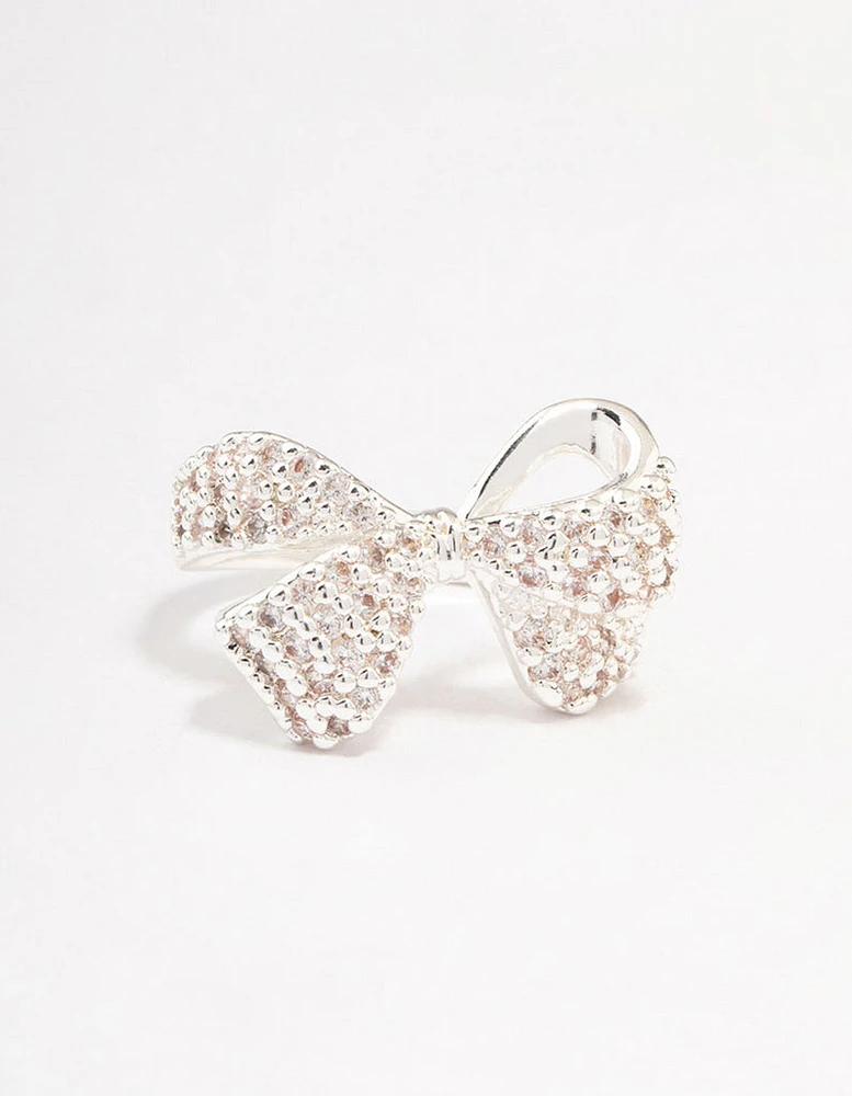 Silver Plated Precious Bow Ring