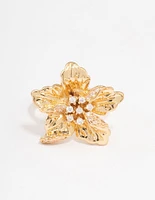 Gold Plated Cubic Zirconia Bling Flower Ring