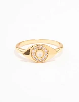 Gold Plated Opulent Cubic Zirconia Evil Eye Ring