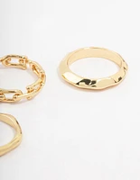 Gold Plated Chain Link Stacking Ring 3-Pack