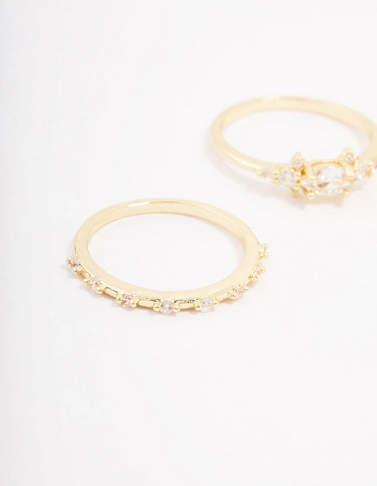 Fine Gold Plated Marquise Stacking Rings 3-Pack