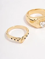 Gold Plated Heart Signet Stacking Ring