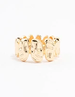 Gold Plated Molten Stone Band Ring