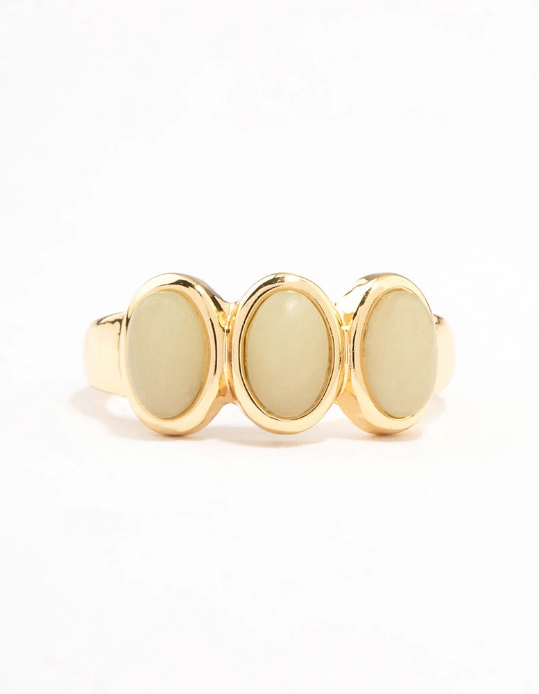 Gold Plated Trio Oval Stone Ring