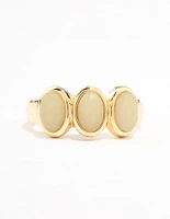 Gold Plated Trio Oval Stone Ring