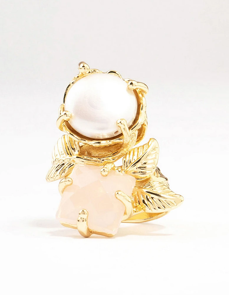 Gold Plated Vintage Floral Cocktail Ring