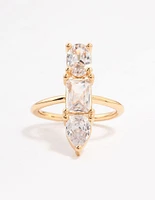 Gold Plated Linear Cubic Zirconia Row Ring