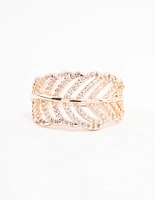 Rose Gold Leaf Band Cubic Zirconia Ring