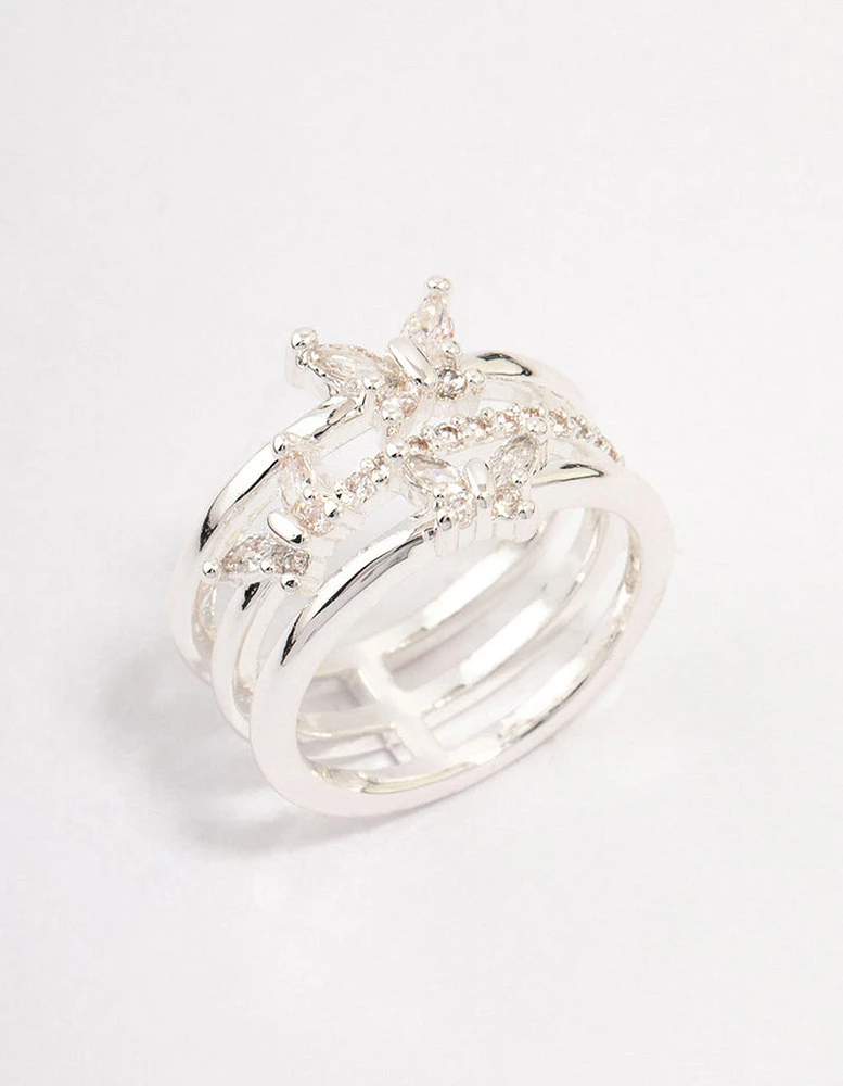 Silver Plated Butterfly Band Ring