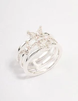 Silver Plated Butterfly Band Ring