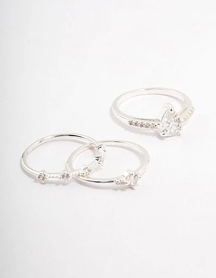 Silver Plated Elegant Stacking Ring 3-Pack