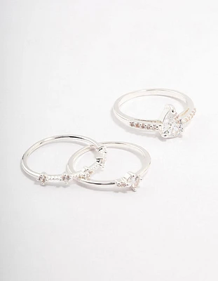 Silver Plated Elegant Stacking Ring 3-Pack