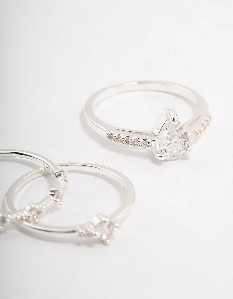 Silver Plated Elegant Stacking Ring 3-Pack