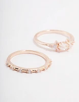 Rose Gold Plated Fine Marquise Stacking Ring 3-Pack