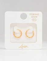 Gold Plated Sterling Silver Twisted Hoop Earrings