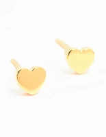 Gold Plated Sterling Silver Heart Stud Earrings