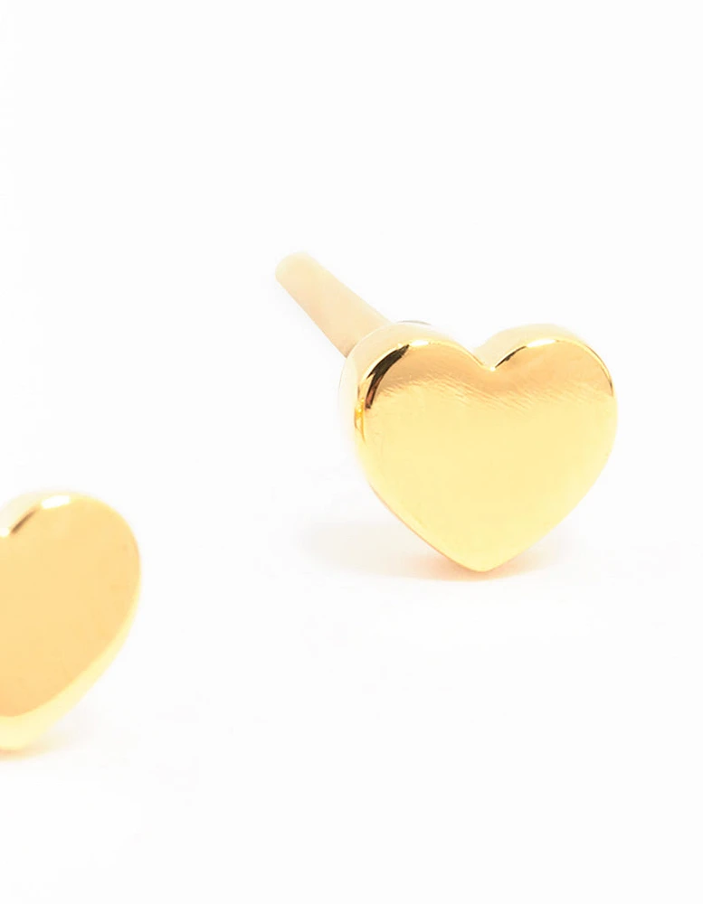 Gold Plated Sterling Silver Heart Stud Earrings