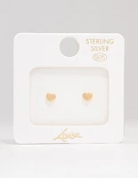 Gold Plated Sterling Silver Heart Stud Earrings