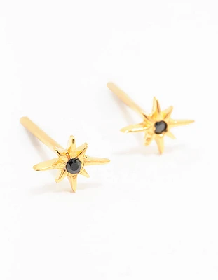 Gold Plated Sterling Silver Mini Starburst Stud Earrings