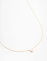 Gold Plated Sterling Silver Cubic Zirconia Mini Butterfly Necklace