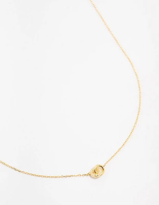 Gold Plated Sterling Silver Pave Link Extra Small Hoop Necklace