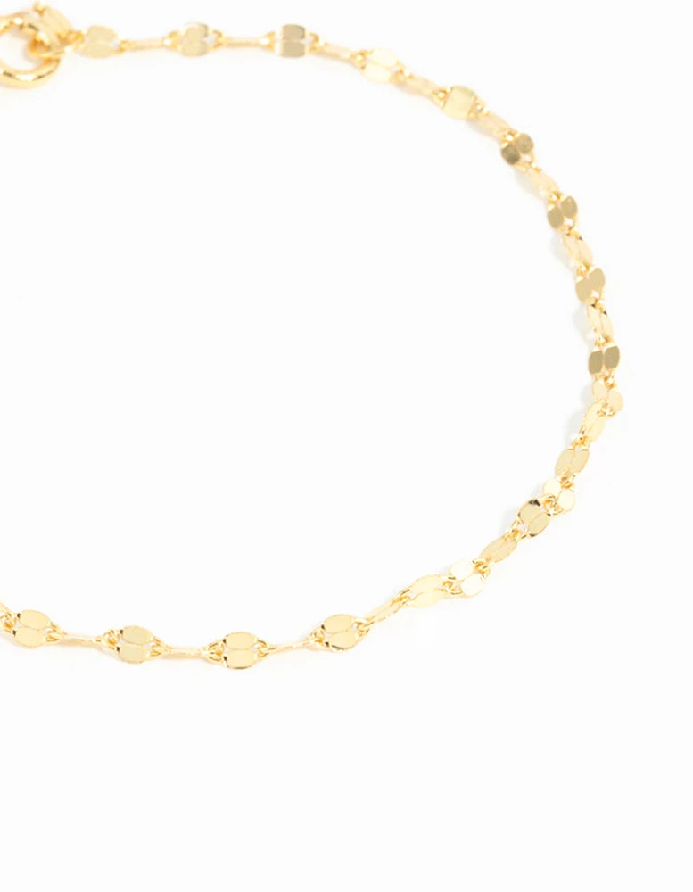 Gold Plated Sterling Silver Chain Bracelet & Anklet Set