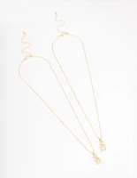 Gold Diamante Teddy Pendant Necklace Pack