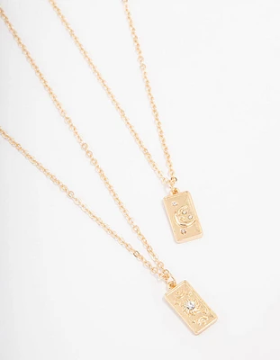 Gold Celestial Tag Pendant Necklace Pack