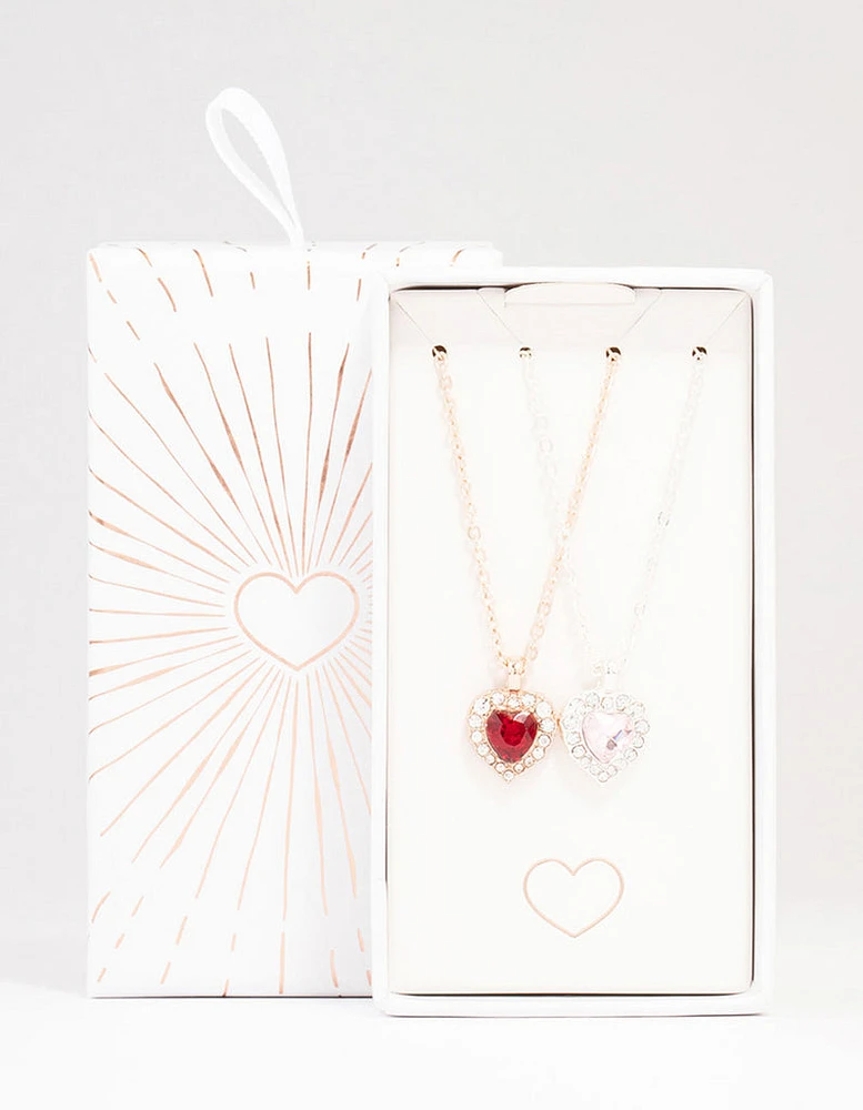 Gold & Silver Heart Halo Necklace Pack