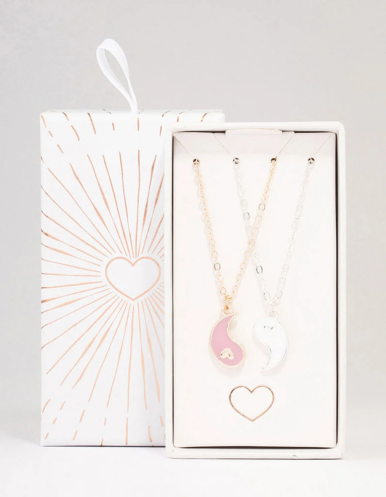 Two-Toned Heart Yin & Yang Necklace Pack