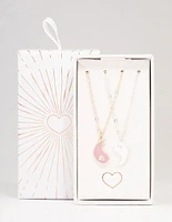 Two-Toned Heart Yin & Yang Necklace Pack