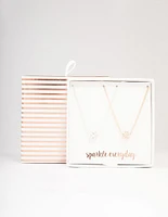 Two-Toned Silver & Rose Gold Crystal Ball Pendant Necklace Pack